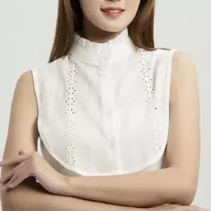 차이나 페이크 카라 플 넥 케이프 이너