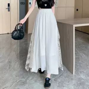 EAMT 영상 자수 레이스 소프트 감성 A라인 스커트 여사친 롱 망사 봄 YJ1