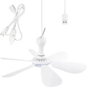 SCOOEEES USB 전원 천장 선풍기 휴대용 캐노피 ON/OFF 스위치 포함 6개의 블레이드 조용한 소형 DC 캠핑
