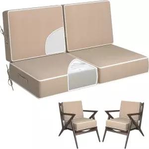 5인치 두꺼운 야외 의자 쿠션 세트 2 - 24x24인치 가구용 파티오 퇴색 방지 탈착식 커버 방수 깊은 좌석