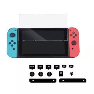 닌텐도스위치 강화유리필름 먼지방지마개 세트 라이트 신버전 OLED 게임 케이스 충전기 보호 컨트롤러 악세