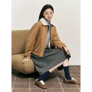 빈폴레이디스 B. my 인조 스웨이드 무스탕 옐로이시 브라운 BF5X3ZN11B