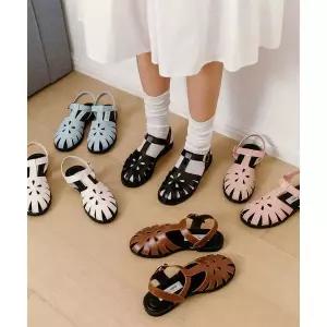 MAC MOC Waffle 와플 플라워 T 스트랩 피셔맨 샌들_5color 1.5cm 100888