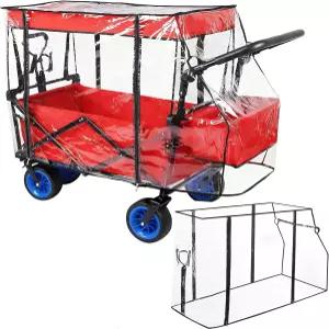 범용 방수 왜건 커버 양면 지퍼 투명 PVC 레인 캐노피 자외선 차단 접이식 카트 유모차 캠핑 및 정원용