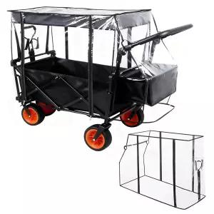 왜건 레인 커버 방수 태양 접이식 카트 캐노피 그늘막 부착 모래 방지 방풍 자외선 저항 탈착식 보호 투명