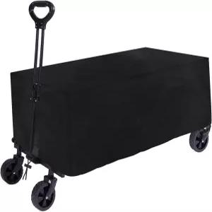 Klmnop 접이식 왜건 커버 - 야외 방수 정원 카트 블랙