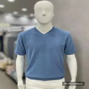 [트루젠]남자 쿨 워셔블 레이온 폴리 브이넥 V넥 여름 반팔 니트 티셔츠 2컬러 - 네이