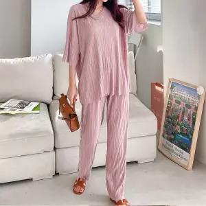 [유야]여성 7부 티셔츠 밴딩 바지 주름 플리츠 세트 -FPST0057- 여름