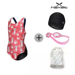 [헤스트]헤스트 여아 고양이 원피스 X자형 실내수영복 4종세트 SIHTB-G11