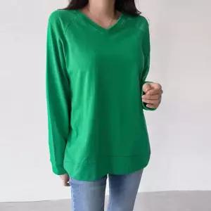 [유야]여성 국산 면 브이넥 맨투맨 롱티셔츠 -FTS0304- 봄 가을
