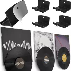 모던 JP 접착 비닐 월 마운트4팩 듀얼 디스플레이 앨범 및 디스크 스트롱 홀드 레코드 홀더 세이프 이지