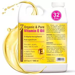 Seven Minerals Ultra Pure Vitamin E Oil - Full-Spectrum D-Alpha Tocopherol 100% Organic for Skin, Fa