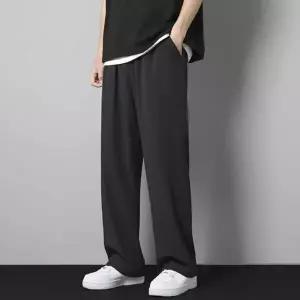 남자 허리밴딩 여름 봄 깔끔한 검정 캐주얼 일자바지