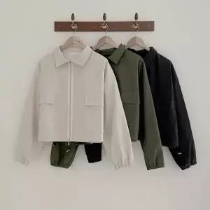 여성 숏 집업 야구 봄가을 긴팔 미식축구복 칼라 점퍼 상의 코트 CH3