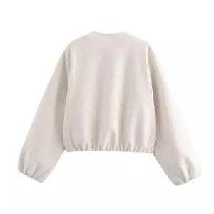 여성용 모직 가을 야구 점퍼 오디언스 패션 루즈핏 지퍼 코트 라운드 숏 재킷 CH3