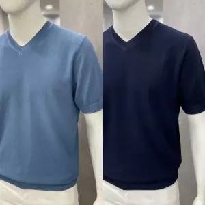 [트루젠]남자 쿨 워셔블 브이넥 V넥 여름 반팔 니트 티셔츠 2컬러 - 블루, 네이비_JK