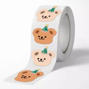 문구 스티커 곰돌이 롤 200매 선물포장 구디백 어린이집 생일 답례품 다꾸