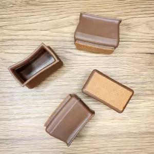 의자커버 실리콘 의자캡 직사각형 중형 갈색 소음방지 식탁 의자 발커버 바닥보호 패드