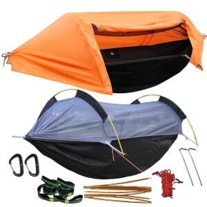 모스키토 네트와 레인 플라이 커버가 있는 윈트밍 해먹 3 in 1 캠핑 텐트 440파운드 적재량