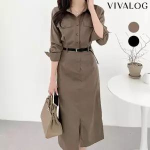 [비바로그][비바로그]  그란데 벨티드 셔츠형 원피스