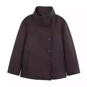 여성용 모직 봄 모직코트 하이넥 쇼트 코트 OP1