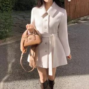 여자 하프 모직 슬림핏 모직코트 스트랩 코트 싱글 OP1