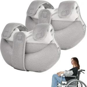 OWWERALL 팔꿈치 쿠션 프로텍터 통기성 메쉬 커버와 100D 메모리 폼이 있는 2피스 그레이 휠체어 및 책상