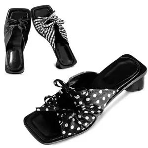 [카미엣뮤즈]타이드 리본 미들힐 뮬_KM24s275