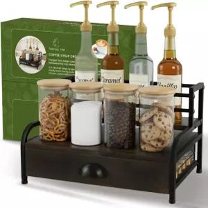 커피 시럽 랙 정리함 조리대용 3단 바 스탠드 포드 서랍 와인 가정용 스테이션용 주류 진열대