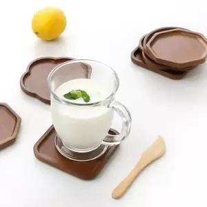 우드 컵받침 티코스터 브라운 4type 플라워