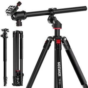 니워 90인치 높이 오버헤드 수평 카메라 TP63 비디오 유연한 센터 10KG 22파운드 레그 QR 타입 모노포드 하중 스탠드 여행 아르카 인버티드 DSLR 헤드 플레이트 메탈 컬럼 삼각대 최대