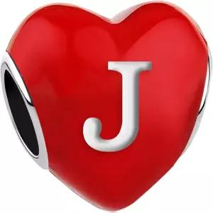 판도라 팔찌와 호환되는 JMQJewelry A-Z 이니셜 문자 알파벳 하트 레드 여성 구슬 매력