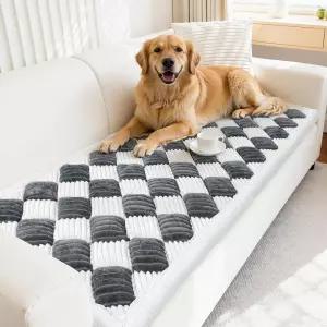 개 세척 가능한 보키 소파 커버 미끄럼 방지 강아지 패드 토퍼 퍼지 펫 쿠션 2인용 반려동물 친화적