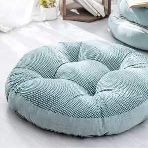 대형방석 두꺼운 좌식 체크 키높이 원형방석 60cm 등받이