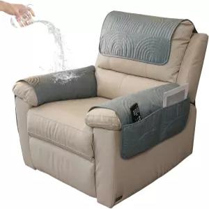 vctops 3개 방수 소파 팔걸이 커버 빈티지 인조 스웨이드 헤드레스트 리클라이너 의자 세척 가능 가구