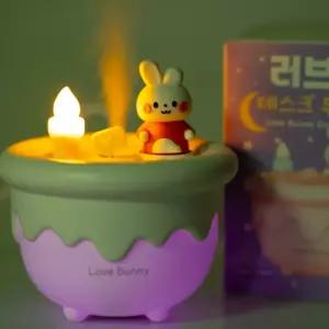 사무실 책상 침실 탁상용 버니 LED 저소음 무드등 USB 미니 가습기