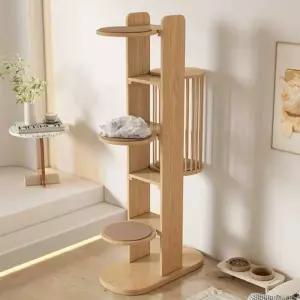 캣타워 대형 캣폴 스크래쳐 캣휠 고양이 수직등반 선반 단 원목