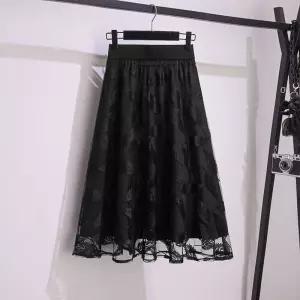 스파이더맨 여친 스커트 블랙 망사 여름 중기장 A라인 슬림핏 OPH2