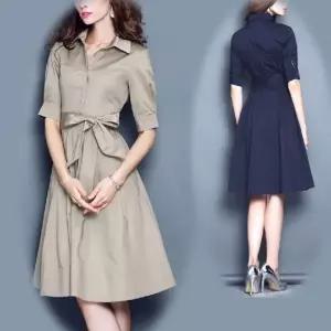 CESS DN317 리본벨트 면원피스 2 원피스 여성 브이넥 원피스 여름 XL 슬림
