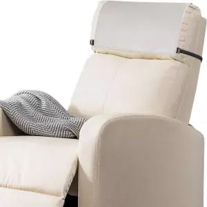 SCNK 리클라이너 헤드레스트 프로텍터-모조 가죽 커버 탄성 스트랩이 있는 의자 17 x 27인치 베이지