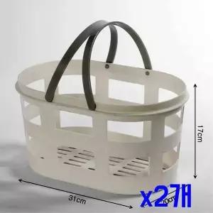 TBZ 욕실용품 간편 보관 구멍 목욕바구니(화이트) x2개