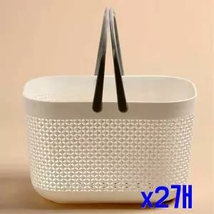 TBZ 욕실용품 간편 보관 목욕 바구니(화이트) x2개