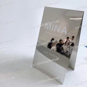 미러 스테인리스 스틸 디스플레이 간판, 바닥 설치형 C의 야외 입구에 맞춘 수직 맞춤 제작