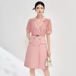 여성 원피스 쉬폰 여자원피스 프린트 더블 배색허리조임 KS5