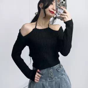 꽈배기 홀터넥 어깨트임니트 긴팔 볼레로 니트 3color jTb7+1qOw