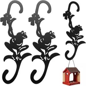 야외용 벌새 모이통 걸이 갈고리 목자 식물 집용 S 정원 울타리 바람 소리 꽃 바구니 2PCS/개구리