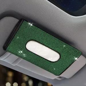 블링 글리터 자동차 선 바이저 티슈 박스 PU 가죽 마스크 냅킨 홀더 후크 클립 1팩 스타일리시한 스파클