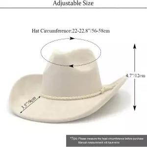 여성용 CCAKXCJJ 웨스턴 카우보이 모자 남성 클래식 페도라 와이드 브림 스웨이드 버클 벨트