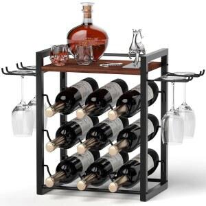 나나기프트리 와인 조리대 트레이가 있는 나무 가정 주방 스탠드 병과 4개의 9개의 저장고