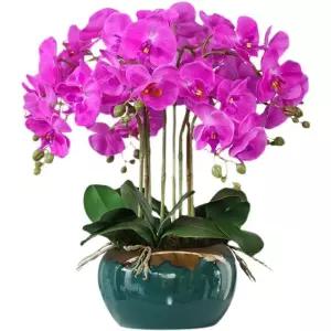 가짜꽃 가드닝 조화화분 퍼플 서양란 탁상용 개업난 취임